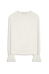 Blusa Chiffon Ruffle Bat Neck Off White
