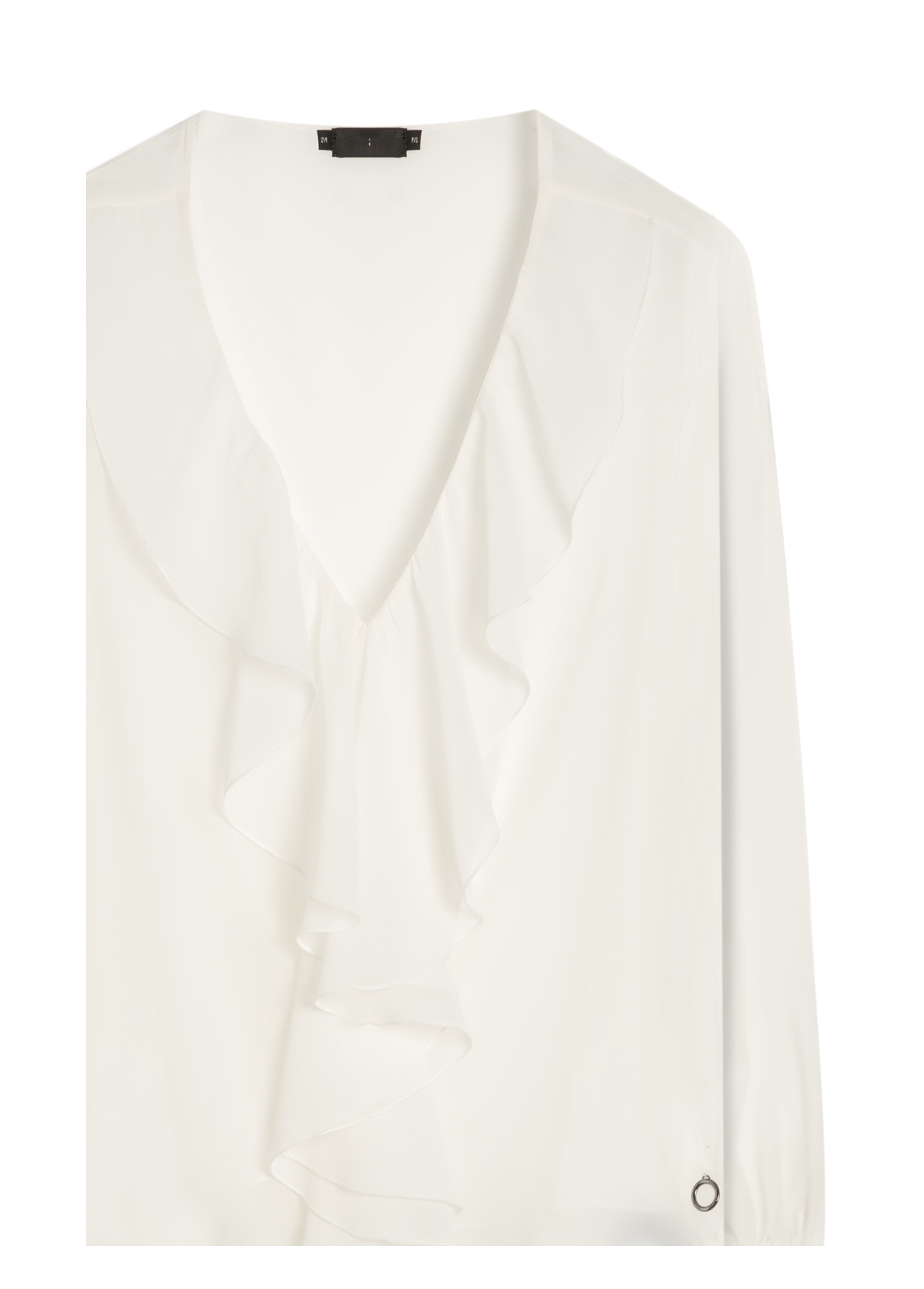 Blusa Chiffon Ruffle Bat Neck Off White