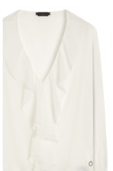Blusa Chiffon Ruffle Bat Neck Off White