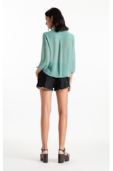 Blusa Chiffon Ruflle Shirt Verde Maca