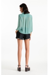 Blusa Chiffon Ruflle Shirt Verde Maca