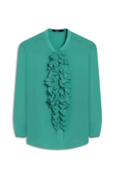 Blusa Chiffon Ruflle Shirt Verde Maca
