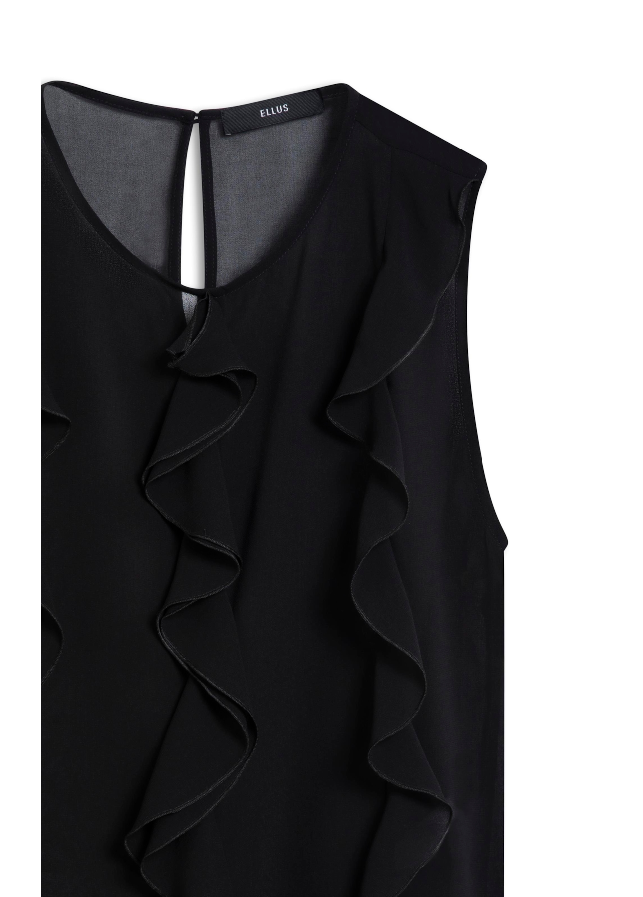 Blusa Chiffon Sleeveless Ruffles Preto