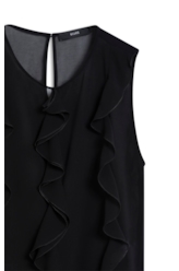 Blusa Chiffon Sleeveless Ruffles Preto