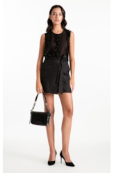 Blusa Chiffon Sleeveless Ruffles Preto