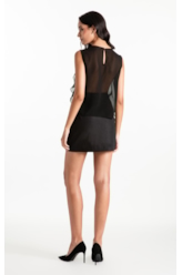 Blusa Chiffon Sleeveless Ruffles Preto