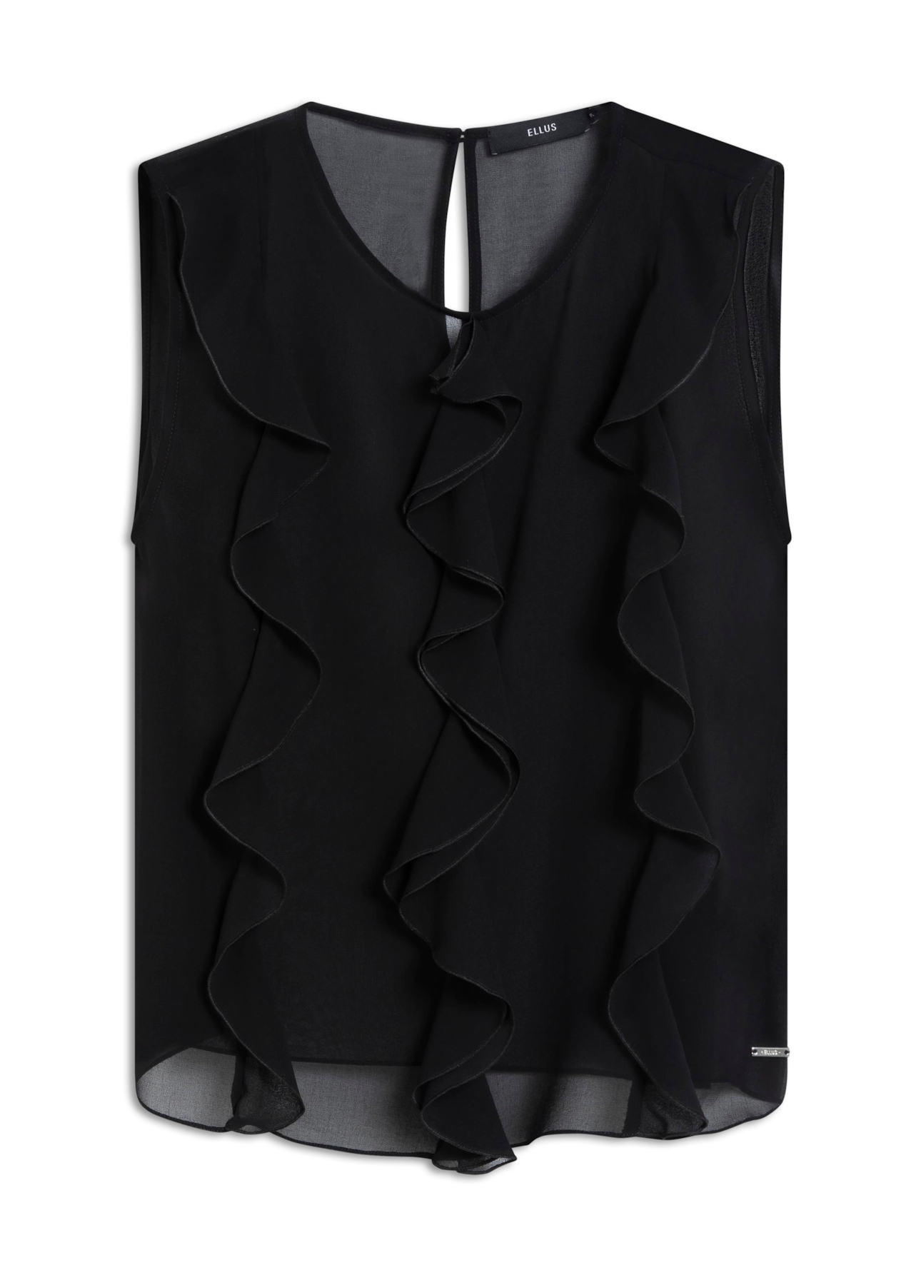 Blusa Chiffon Sleeveless Ruffles Preto