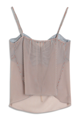 Blusa Chiffon Stripes Strappy Fluid Ruffle Azul Claro