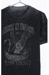 Blusa Cotton Devore Cisne Glitter Preto