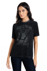 Blusa Cotton Devore Cisne Glitter Preto