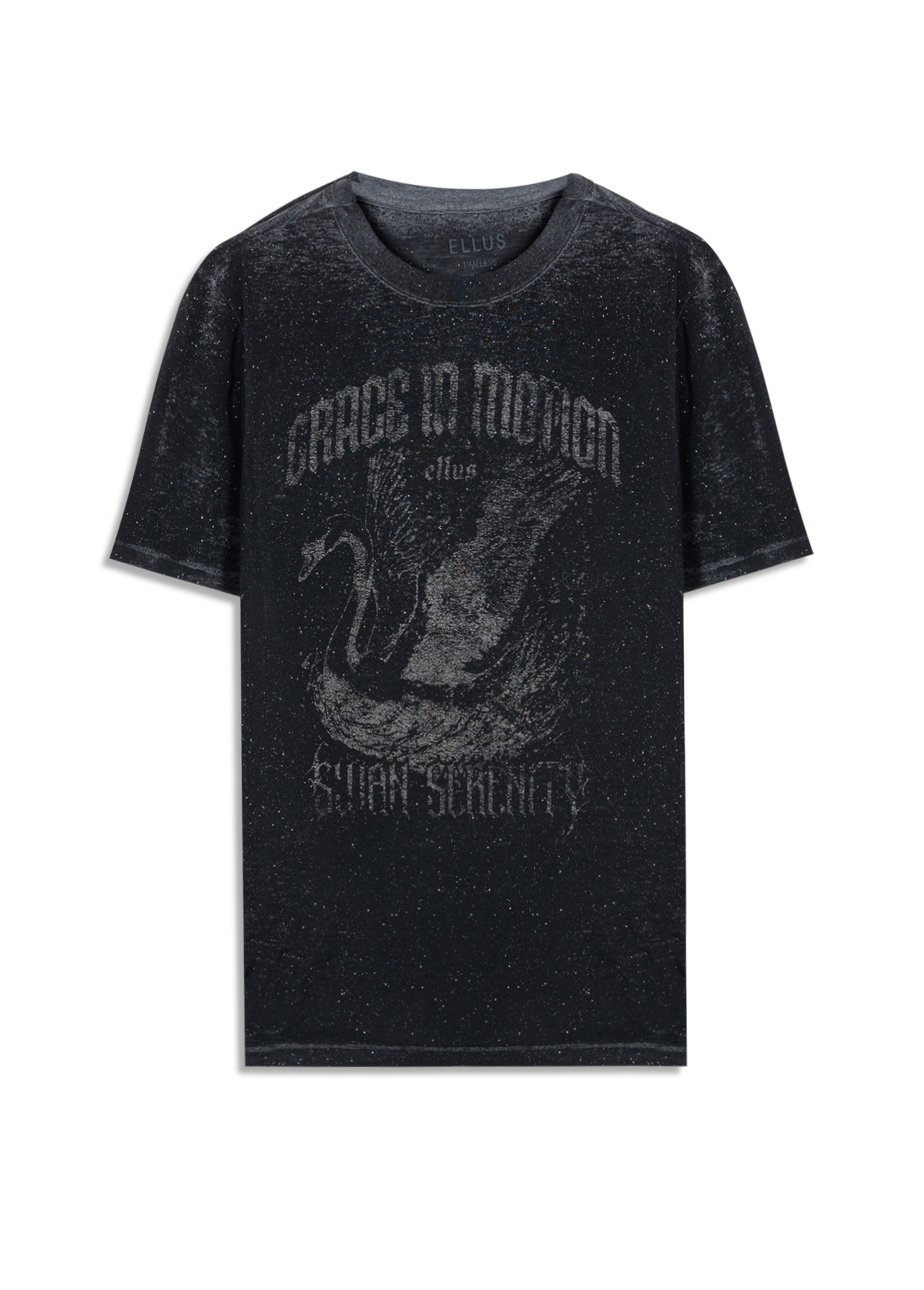 Blusa Cotton Devore Cisne Glitter Preto