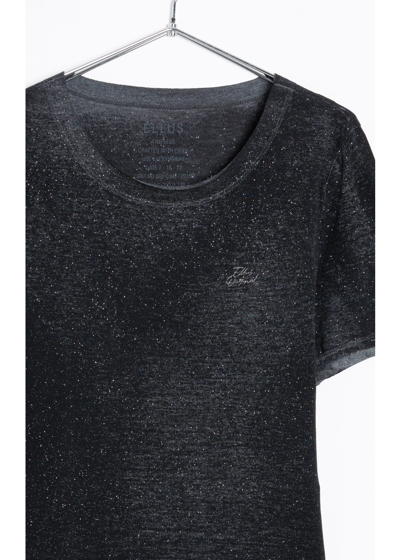 Blusa Cotton Devore Ellus Gótico Glitter Preto