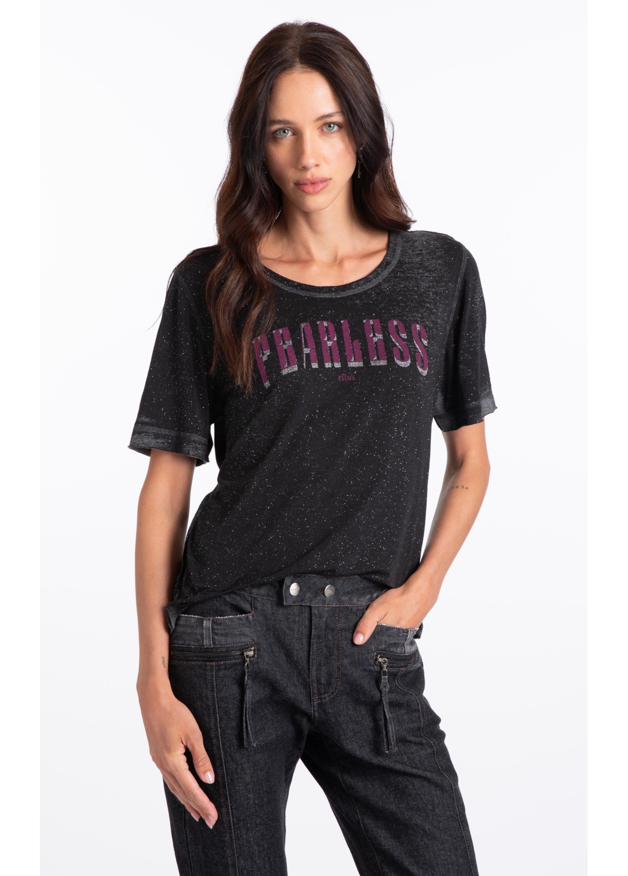 Blusa Cotton Devore Fearless Boxy Preto