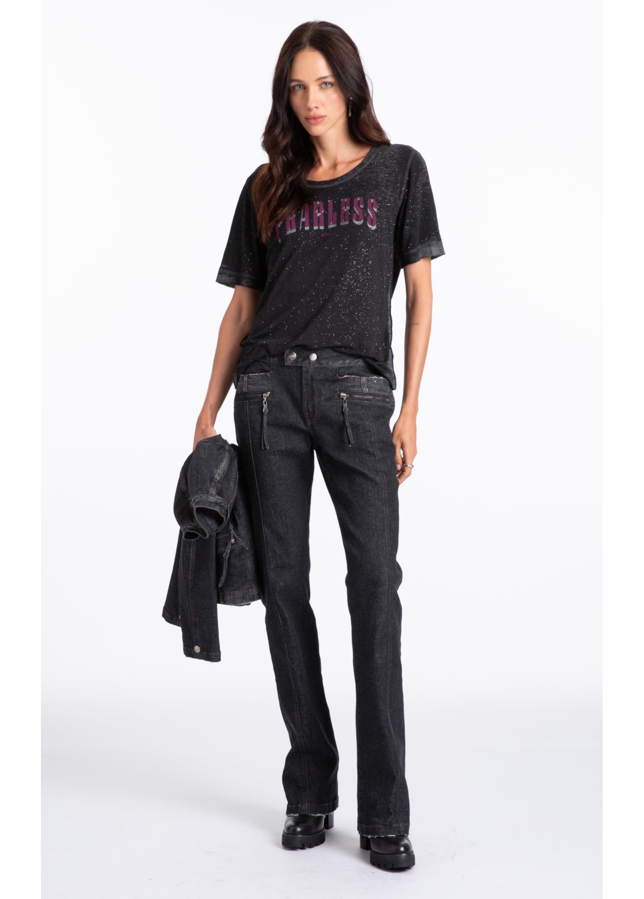 Blusa Cotton Devore Fearless Boxy Preto