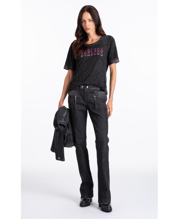 Blusa Cotton Devore Fearless Boxy Preto