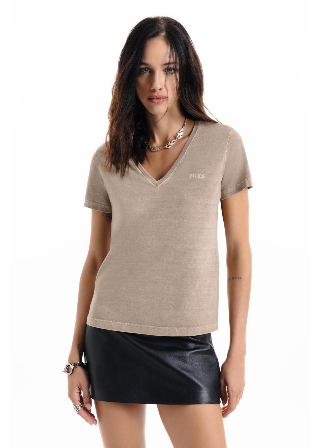 Blusa Cotton Ellus Classic Slim  Capuccino