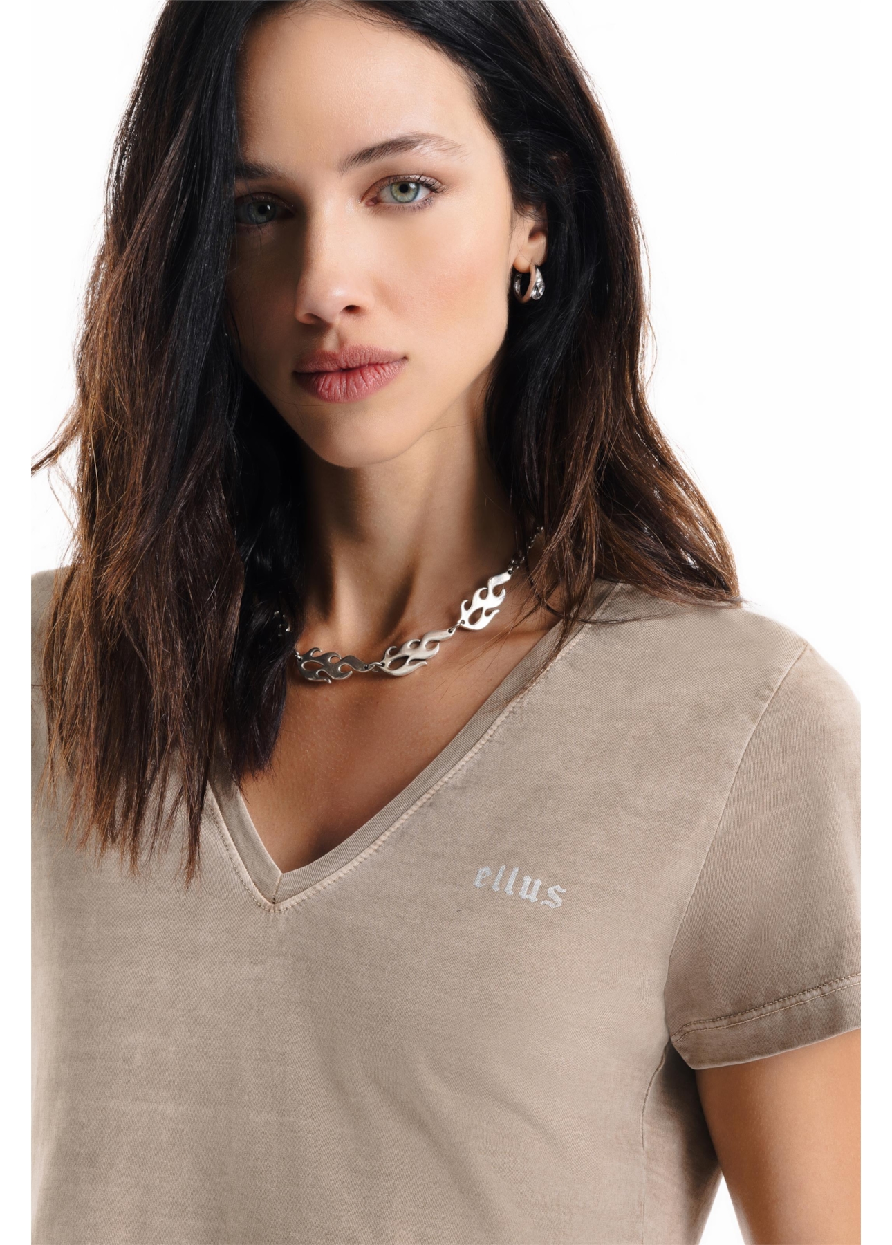 Blusa Cotton Ellus Classic Slim  Capuccino