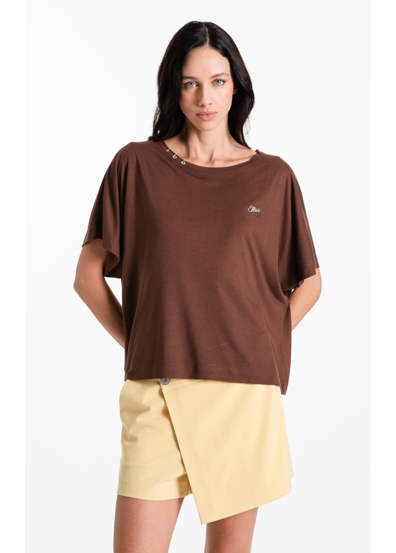 Blusa Cotton Ellus Trip Dark Brown