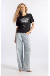 Blusa Cotton Fine Onçafari Grills Boxy Preto