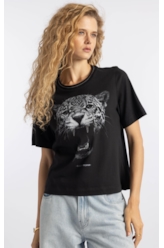 Blusa Cotton Fine Onçafari Grills Boxy Preto