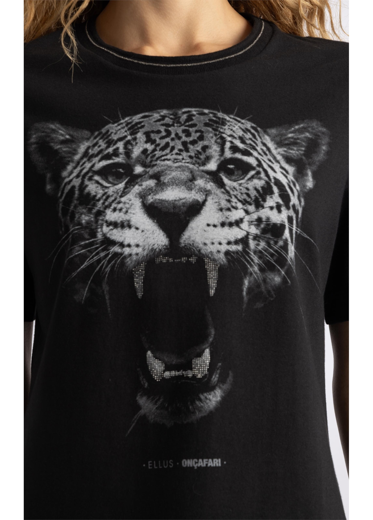 Blusa Cotton Fine Onçafari Grills Boxy Preto
