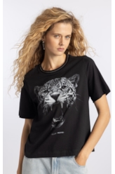 Blusa Cotton Fine Onçafari Grills Boxy Preto