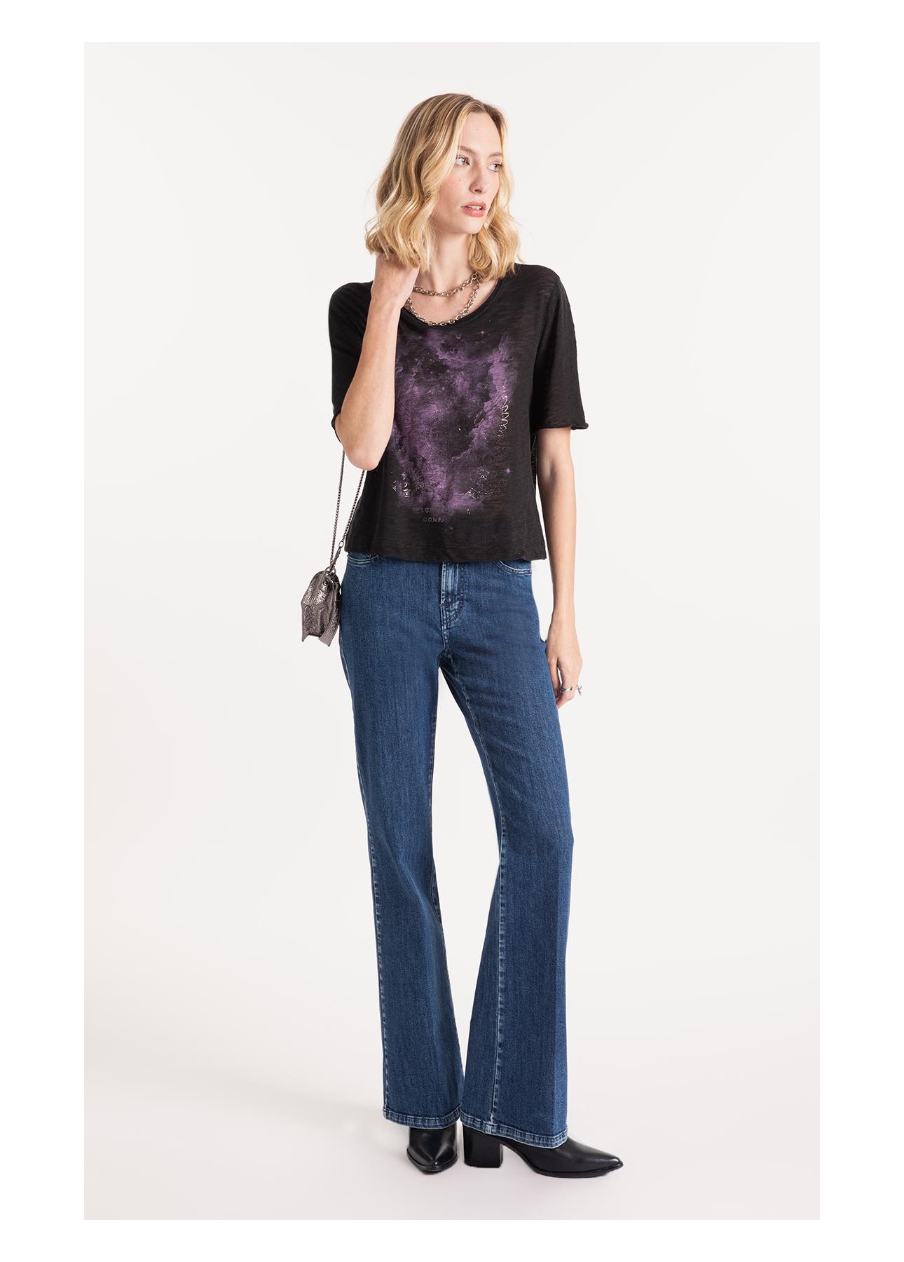 Blusa Cotton Flame Nebula Preto