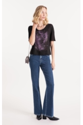 Blusa Cotton Flame Nebula Preto