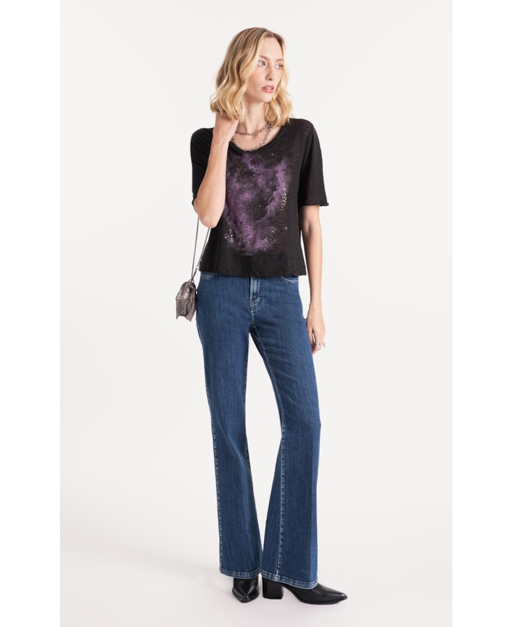 Blusa Cotton Flame Nebula Preto
