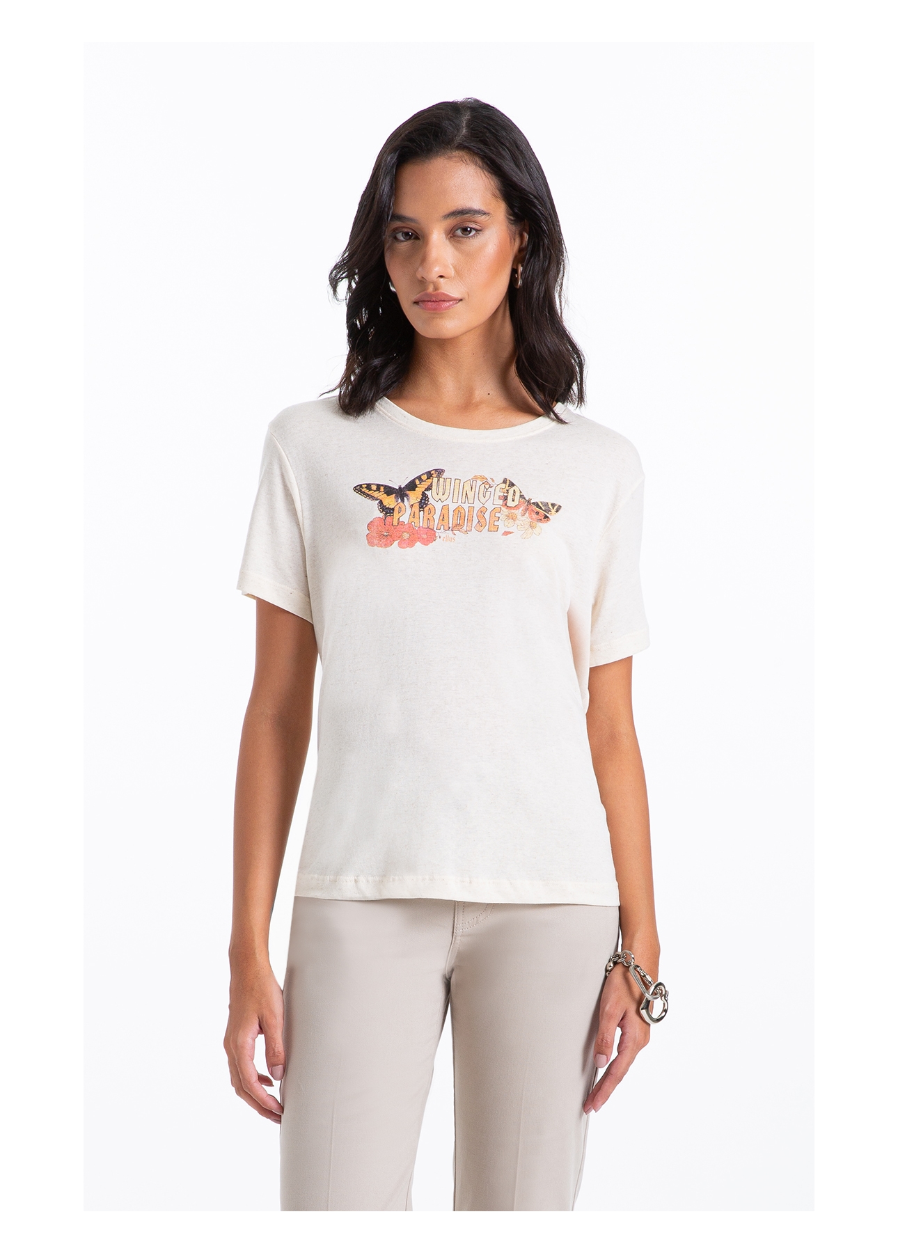 Blusa Cotton Linen Winged Paradise Natural