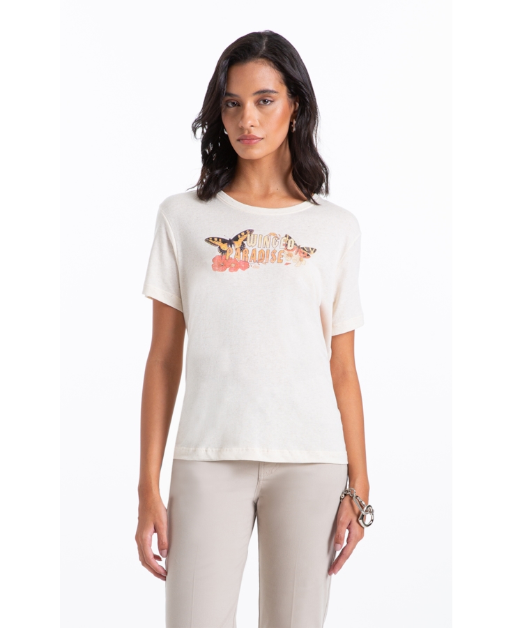 Blusa Cotton Linen Winged Paradise Natural