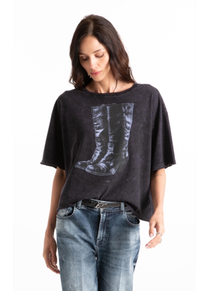 Blusa Cotton Marble Boots Purple Blue