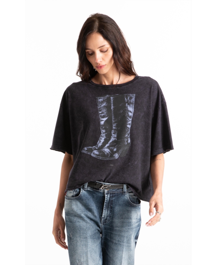 Blusa Cotton Marble Boots Purple Blue