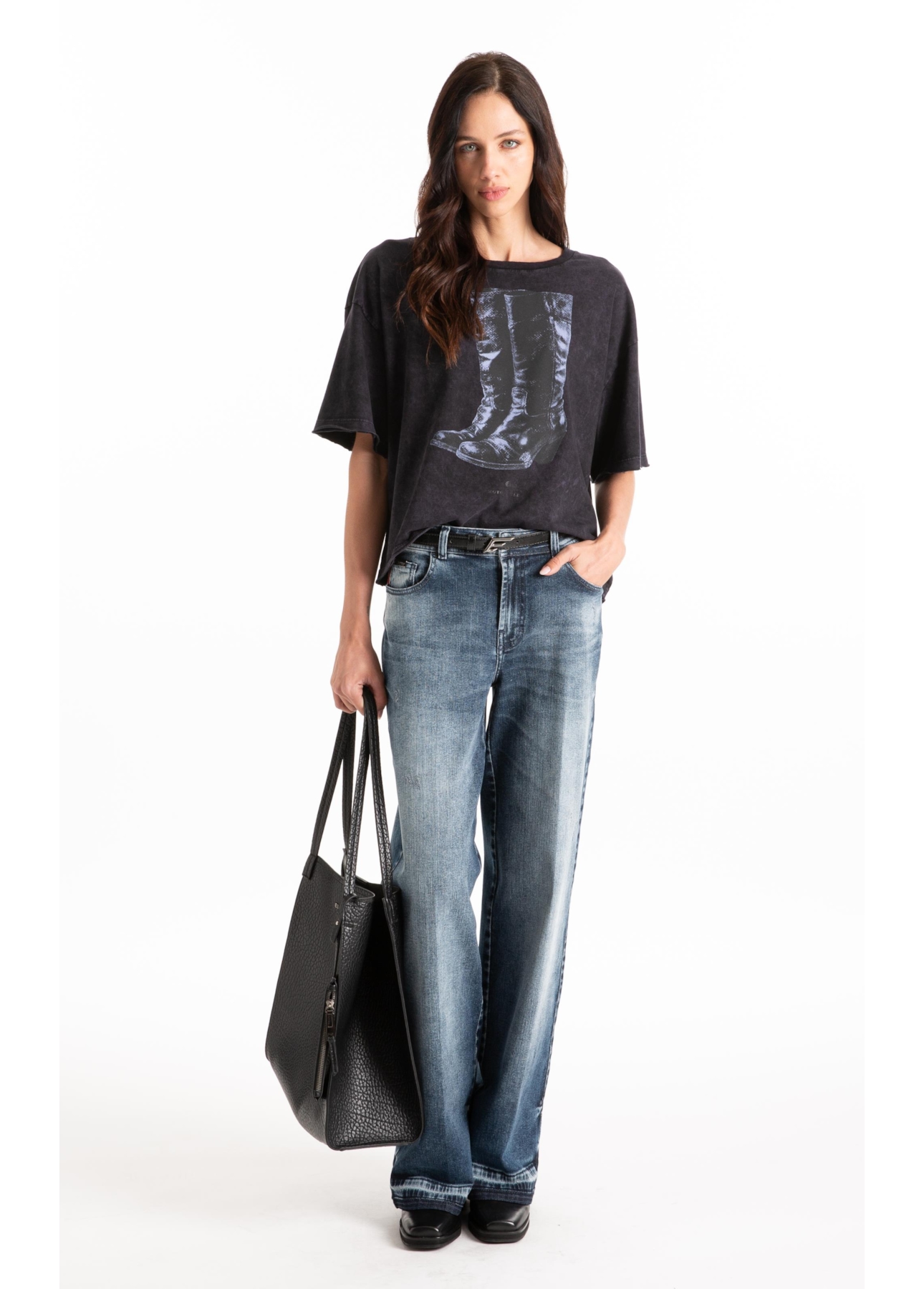 Blusa Cotton Marble Boots Purple Blue