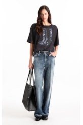 Blusa Cotton Marble Boots Purple Blue