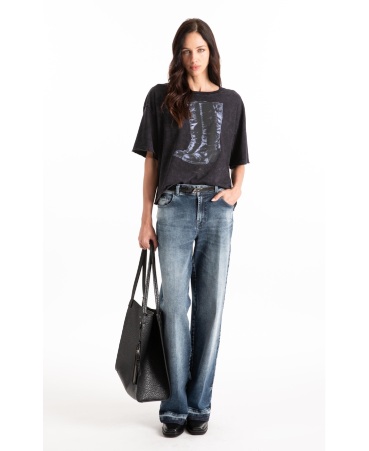 Blusa Cotton Marble Boots Purple Blue