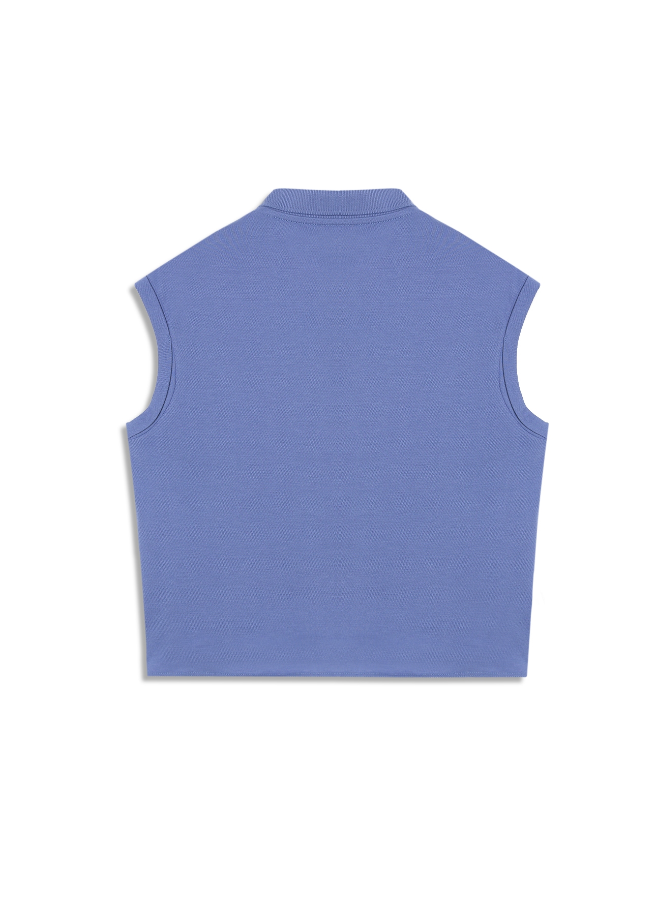 Blusa Cotton Piquet Polo Cropped Sleeveless Azul Jeans