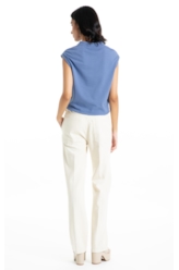 Blusa Cotton Piquet Polo Cropped Sleeveless Azul Jeans