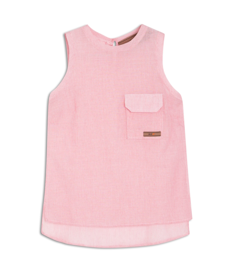 Blusa Cotton Stripes Sleeveless  Vermelho