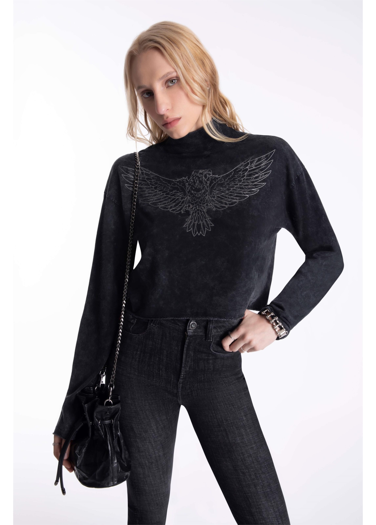 Blusa Cotton Triple Dyed Eagle Turtleneck Hortencia