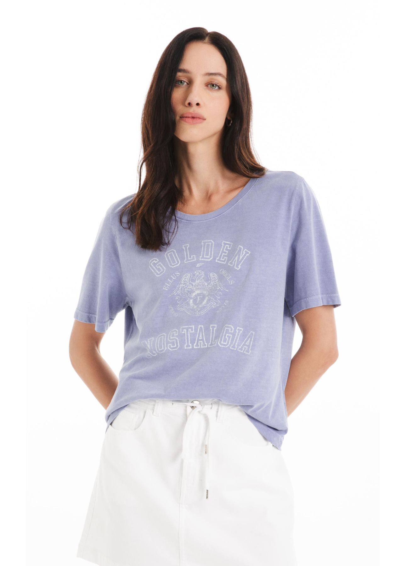 Blusa Cotton Washed Golden Nolstagia Blue Vintage