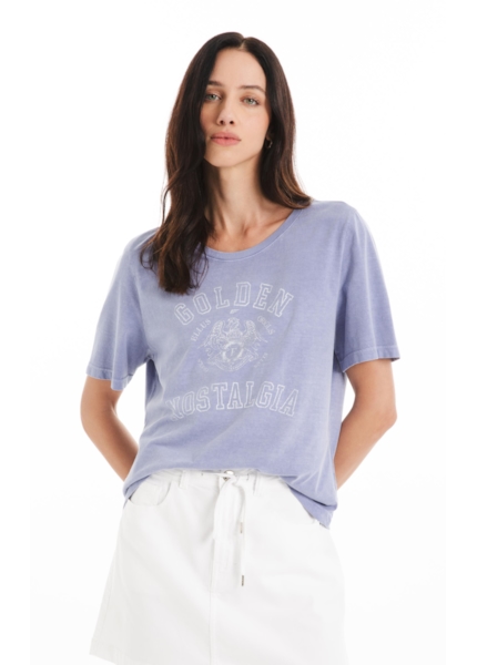 Blusa Cotton Washed Golden Nolstagia Blue Vintage