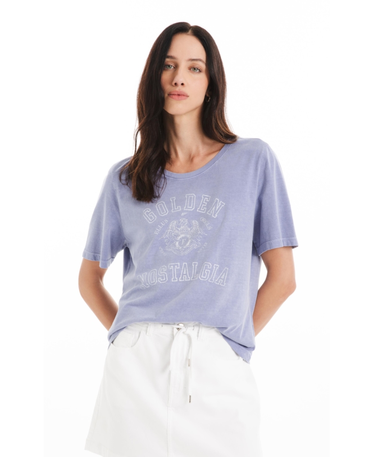 Blusa Cotton Washed Golden Nolstagia Blue Vintage