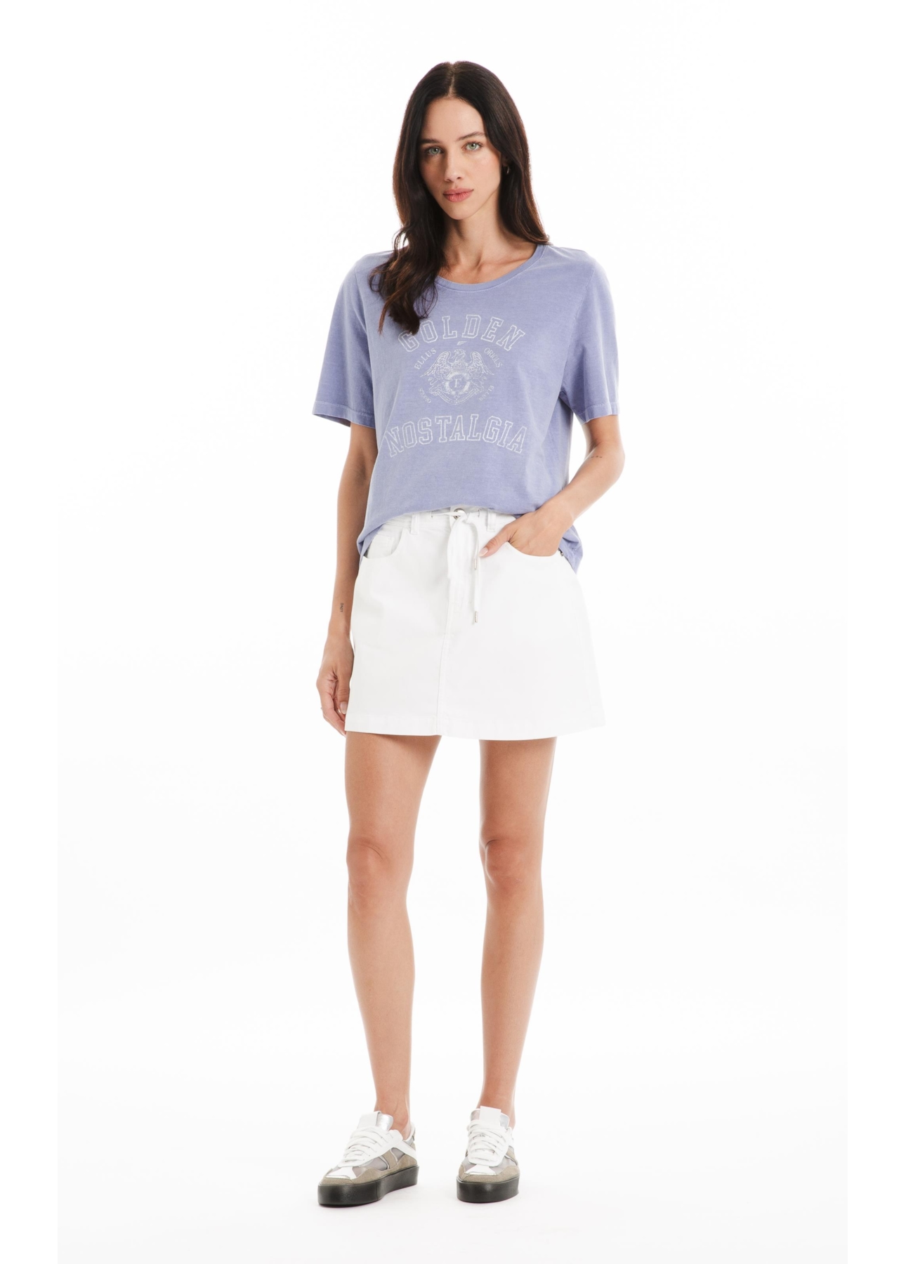 Blusa Cotton Washed Golden Nolstagia Blue Vintage