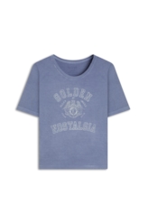 Blusa Cotton Washed Golden Nolstagia Blue Vintage