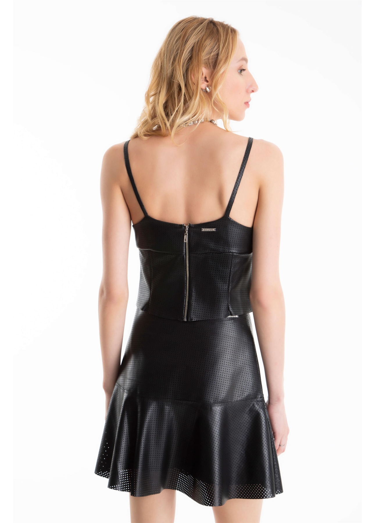 Blusa Couro Mestico Strappy Top Preto