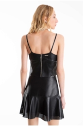 Blusa Couro Mestico Strappy Top Preto
