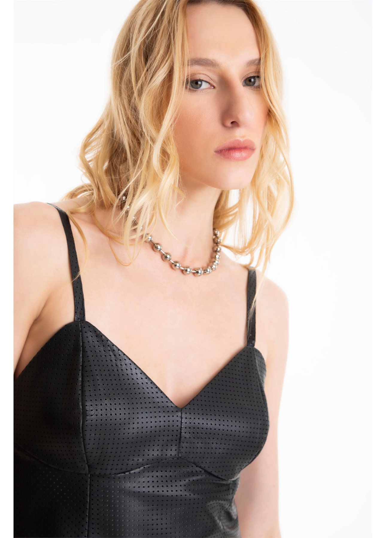 Blusa Couro Mestico Strappy Top Preto