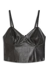 Blusa Couro Mestico Strappy Top Preto