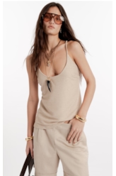 Blusa Crepe Texture Strappy Palha